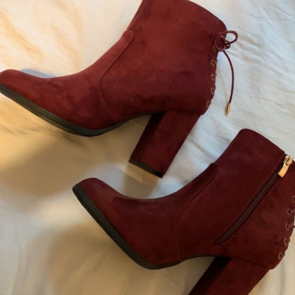 Burgundy and Gold Booties